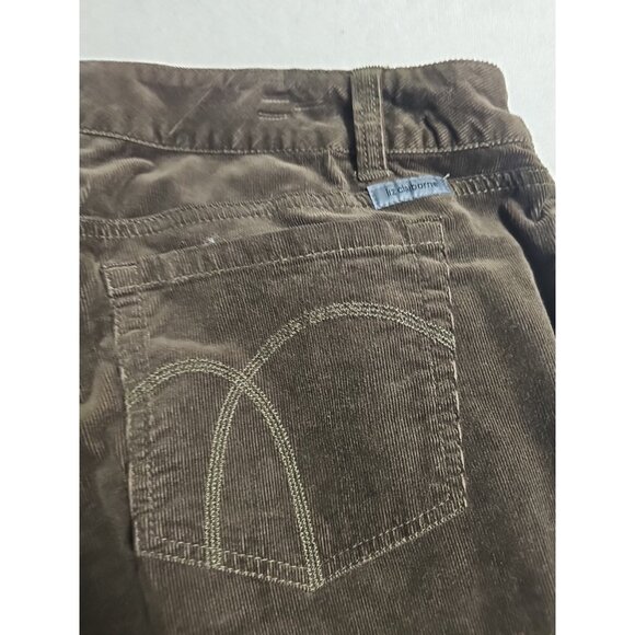 Liz Claiborne Corduroy Pants Womens Sz 16 P BROWN Sloane Slim Bootcut New - Picture 8 of 9